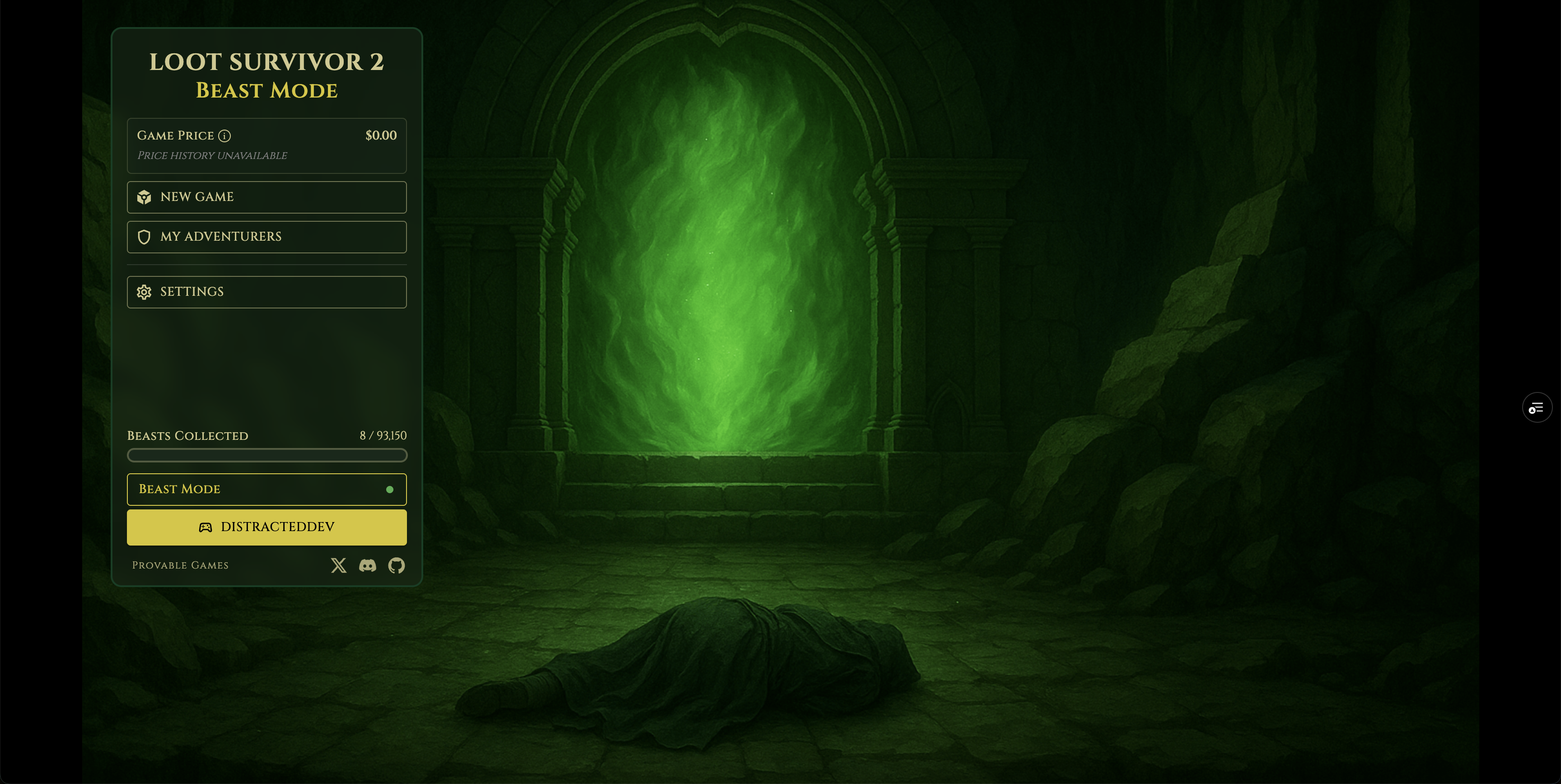 Loot Survivor Main Menu